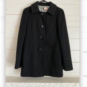 J.Crew Black Pleated Wool Coat Size 2